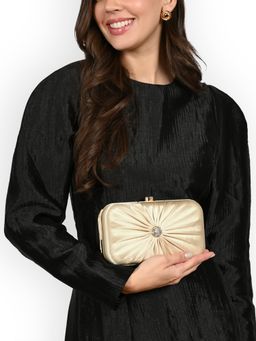 Lavie - Womens Gold Avira Oval Framed Clutch with Detachable Strap (S)