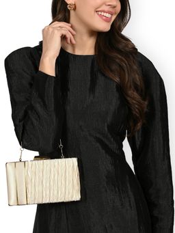 Lavie - Womens Gold Anya Pleat Handle Framed Clutch with Detachable Strap (S)