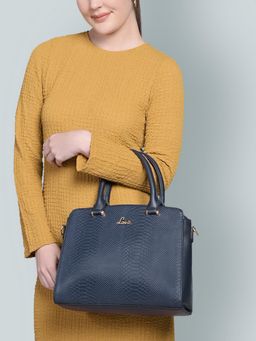 Lavie - Womens Navy Blue Ushycroc Dome Satchel with Detachable Strap (M)