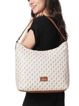 Lavie - Womens White Portia Monogram Ll Print Hobo Bag (L)