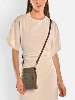 Lavie - Womens Brown Zally Vertical Zip Mup Sling Bag (S)