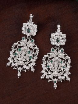 Estele - Rhodium Plated CZ Lakshmi Devi Designer Earrings for Women