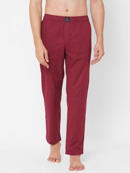 Urban Scottish - Mens Maroon Pure Cotton Printed Lounge Pants