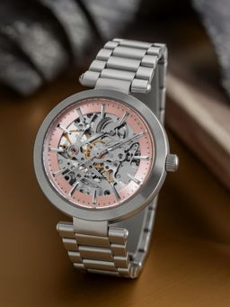 French Connection - MODERN Silver SEE THROUGH Round Dial Analog Watch for Women - Silver (FCA21SM) (M)