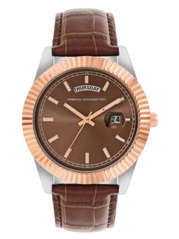 French Connection - Brown Round Dial Analogue Watch For Men-FCN0135BRL (M)