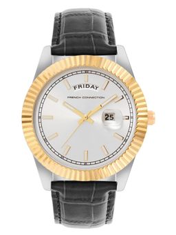 French Connection - Silver Round Dial Analogue Watch For Men-FCN0135SBL (M)