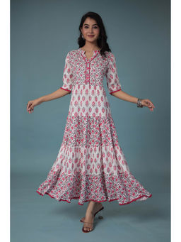 Zari Jaipur - Womens Pink Floral Print Maxi Dress