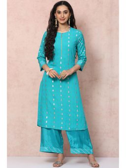 Rangriti - Teal Green Art Silk Straight Kurta