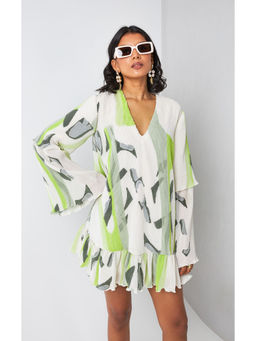 Vedika M - Green Micro Printed Short Dress