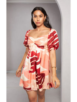 Vedika M - Peach Printed Short Dress