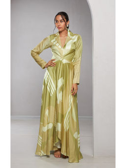 Vedika M - Green Printed Long Dress