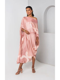 Vedika M - Mauve Print Drop Shoulder Drape Dress