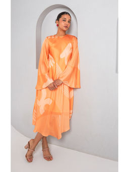 Vedika M - Orange Printed Midi Dress