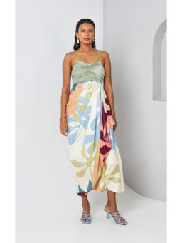 Vedika M - Multi-Colour Floral Printed Drape Dress