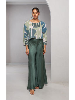 Vedika M - Green Printed Top with Palazzo (Set of 2)