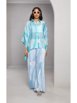 Vedika M - Blue Printed Pleated Co-Ord (Set of 2)