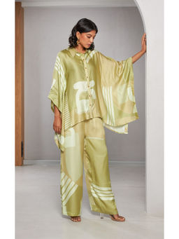 Vedika M - Green Printed Satin Co-Ord (Set of 2)