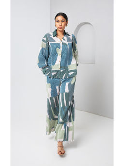 Vedika M - Blue Micro Printed Co-Ord (Set of 2)