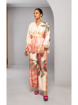 Vedika M - Peach Floral Printed Co-Ord (Set of 2)