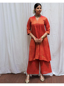 Chidiyaa - Lali Handwoven Cotton Zari Kurta with Pant