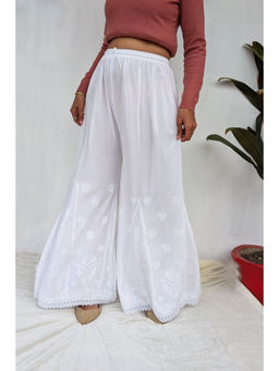 UNDYED - White Cotton Chikankari Palazzo