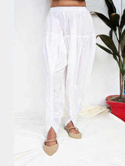 UNDYED - White Cotton Chikankari Dhoti Pant