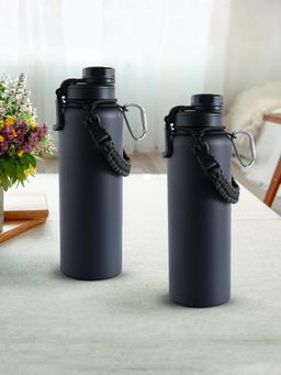 The Better Home - Vacuum Bottle With Rope Black (Pack of 2)