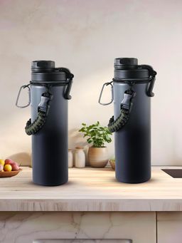 The Better Home - Vacuum Bottle With Rope Black (Pack of 2)