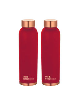 The Better Home - Copper Bottle 950 ml- Maroon (Pack of 2)