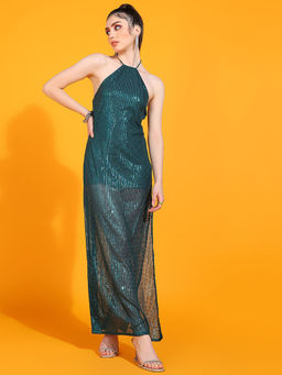 Dodo & Moa - Women Green Sequined Maxi Dress
