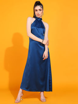 Dodo & Moa - Women Navy Blue Solid Maxi Dress