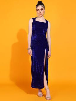 Dodo & Moa - Women Blue Solid Maxi Dress