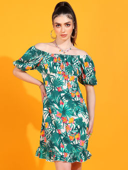Dodo & Moa - Women Multi-Color Floral Printed Mini Dress