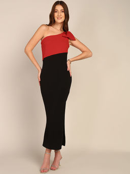 Dodo & Moa - Women Rust Colorblock Maxi Dress