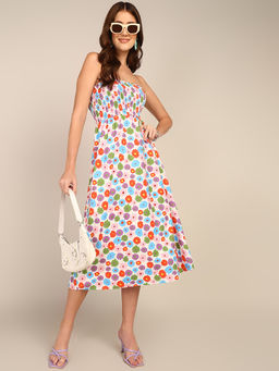 Dodo & Moa - Women Multi-Color Floral Printed Midi Dress