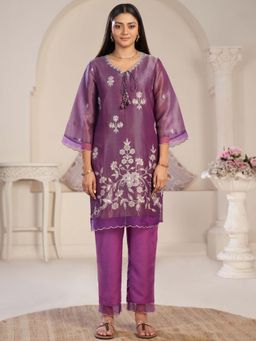 Autumnlane - Anumeha Plum Full Work Co-Ord - Purple