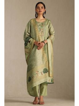 Soch - Womens Sap Green Art Silk Ethnic Motifs With Zari