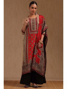 Soch - Womens Red Muslin Ethnic Motifs With Zari