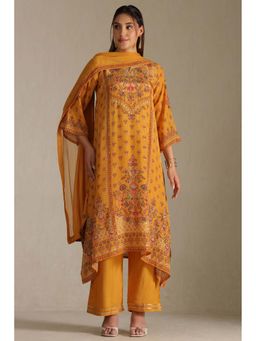 Soch - Womens Mustard Crepe Floral Print With Stone Work
