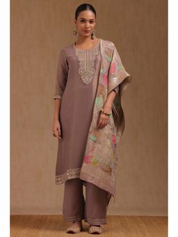 Soch - Womens Mauve Tissue Embroidered With Sequins