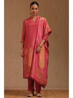 Soch - Womens Pink Organza Ethnic Motifs With Cutdana