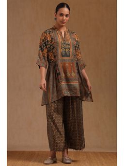 Soch - Womens Brown Muslin Ethnic Motifs Co-Ord With Beads