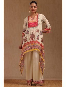 Soch - Womens Ivory Muslin Ethnic Motifs Co-Ord With Mirror Work