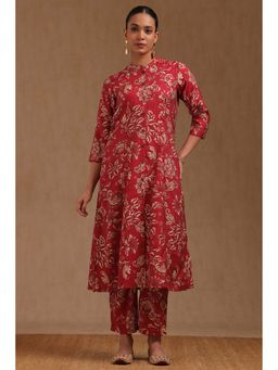 Soch - Womens Red Muslin Floral Print Co-Ord