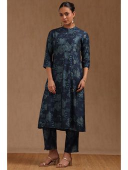 Soch - Womens Navy Blue Muslin Floral Print Co-Ord