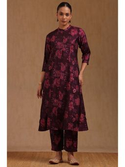 Soch - Womens Purple Muslin Floral Print Co-Ord