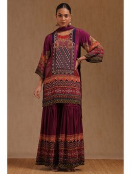 Soch - Womens Purple Crepe Ethnic Motifs With Mirror Work