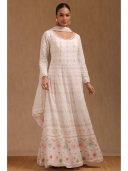Soch - Womens White Georgette Embroidered Anarkali Kurta With Zari