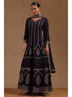 Soch - Womens Purple Georgette Embroidered Anarkali Kurta With Sequins