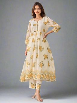 Autumnlane - Tiara Marigold Cotton Kurta Pant - Yellow